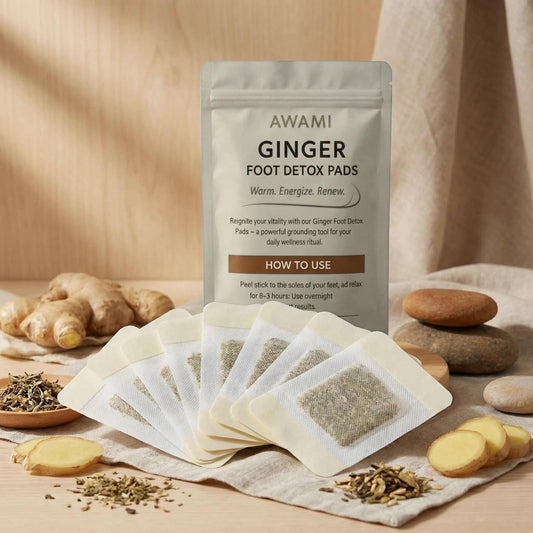 AWAMI| Ginger Foot Pads, Foot Care | Premium Japanese Organic Foot Pads with Ginger Powder (10 Pc)