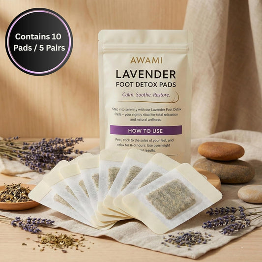 AWAMI | Levender Foot Pads for Better Sleep & Foot Care | Premium Japanese Organic Feet Pads with Levender Powder (10 Pc)