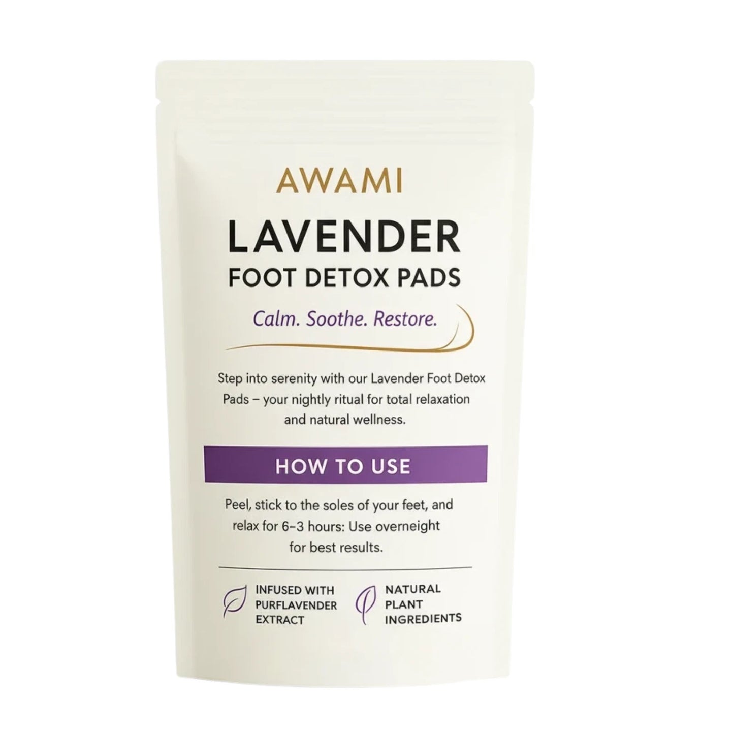 AWAMI | Levender Foot Pads for Better Sleep & Foot Care | Premium Japanese Organic Feet Pads with Levender Powder (10 Pc)