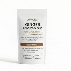 AWAMI| Ginger Foot Pads, Foot Care | Premium Japanese Organic Foot Pads with Ginger Powder (10 Pc)