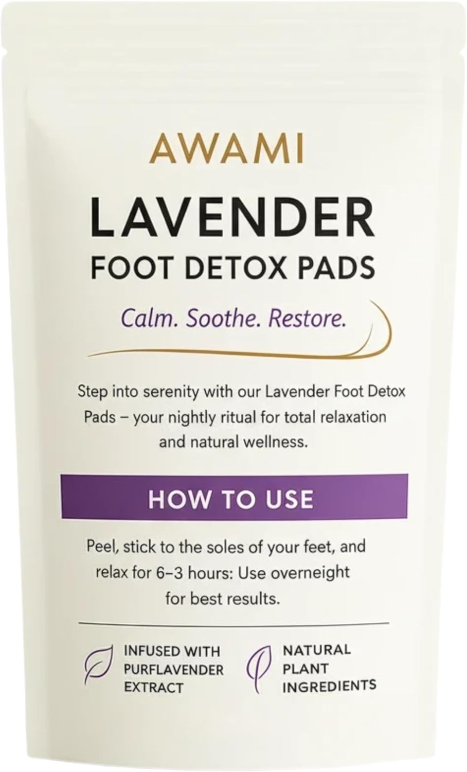 AWAMI | Levender Foot Pads for Better Sleep & Foot Care | Premium Japanese Organic Feet Pads with Levender Powder (10 Pc)