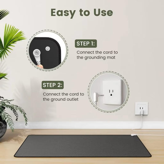 Awami Ground™ Premium Earthing Grounding Mat | Improve Sleep & Relaxation | 15-Foot Grounding Cord & Outlet Tester Included  | 24" x 16", 1 Pack