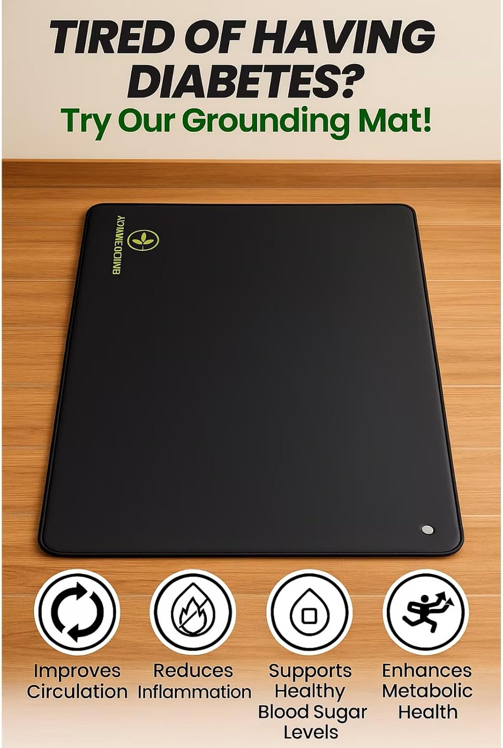 Awami Ground™ Premium Earthing Grounding Mat | Improve Sleep & Relaxation | 15-Foot Grounding Cord & Outlet Tester Included  | 24" x 16", 1 Pack