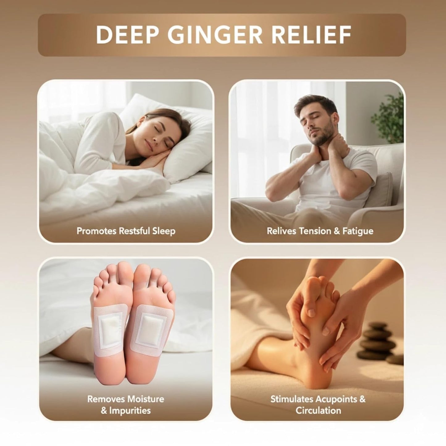 AWAMI| Ginger Foot Pads, Foot Care | Premium Japanese Organic Foot Pads with Ginger Powder (10 Pc)