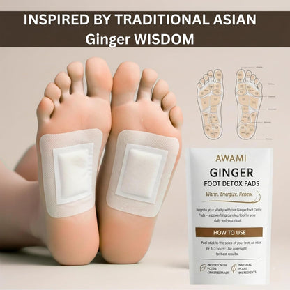 Luvia | Ginger Foot Pads, Foot Care | Premium Japanese Organic Foot Pads with Ginger Powder (10 Pc)
