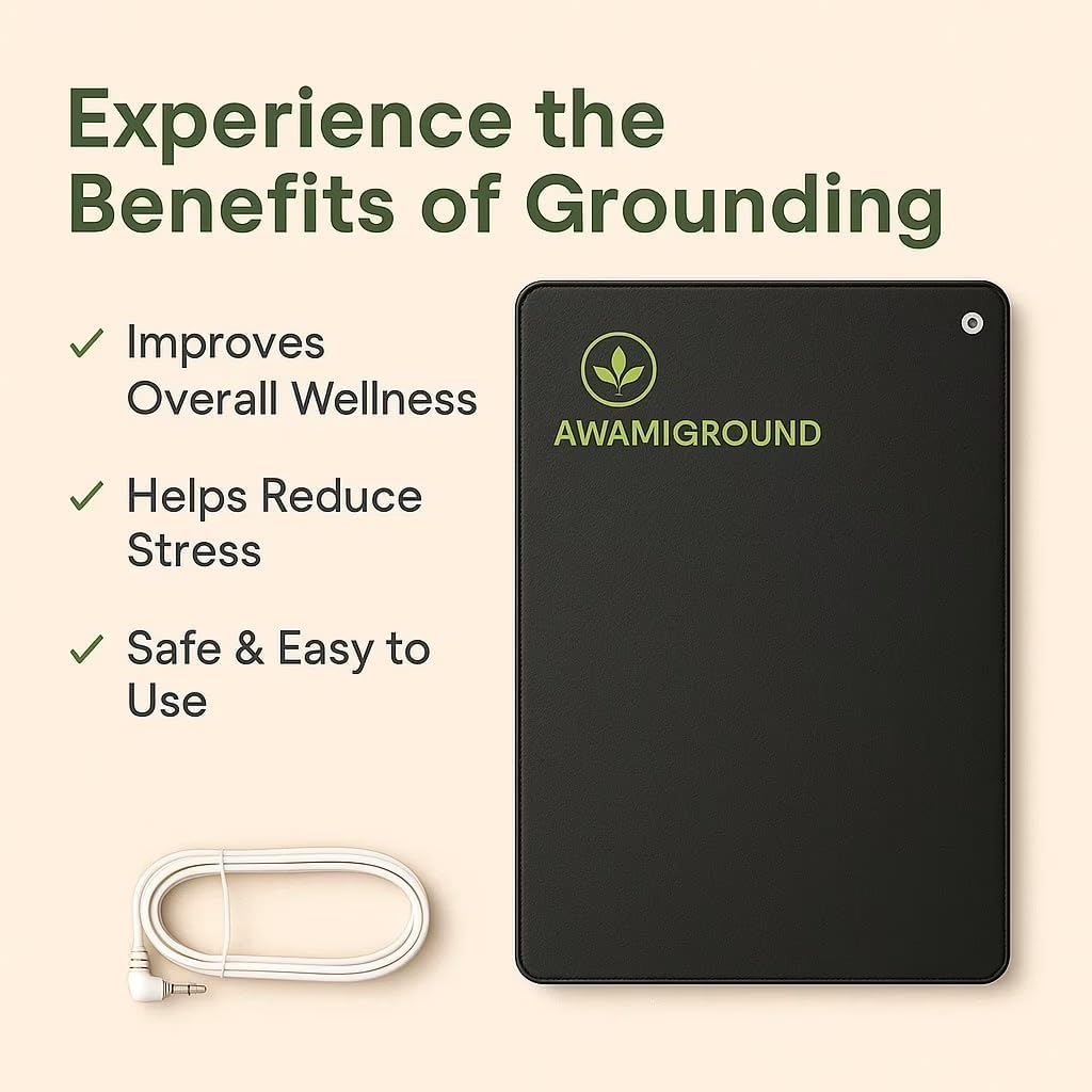Awami Ground™ Premium Earthing Grounding Mat | Improve Sleep & Relaxation | 15-Foot Grounding Cord & Outlet Tester Included  | 24" x 16", 1 Pack