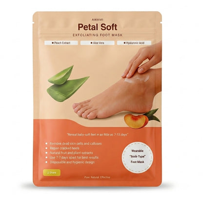 Luvia Foot Peel Mask – 2 Pairs Exfoliating Foot Peeling Mask for Dry, Cracked Feet | Aloe Vera & Peach Foot Mask Socks for Baby Soft Feet