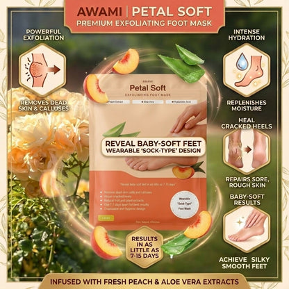 Luvia Foot Peel Mask – 2 Pairs Exfoliating Foot Peeling Mask for Dry, Cracked Feet | Aloe Vera & Peach Foot Mask Socks for Baby Soft Feet